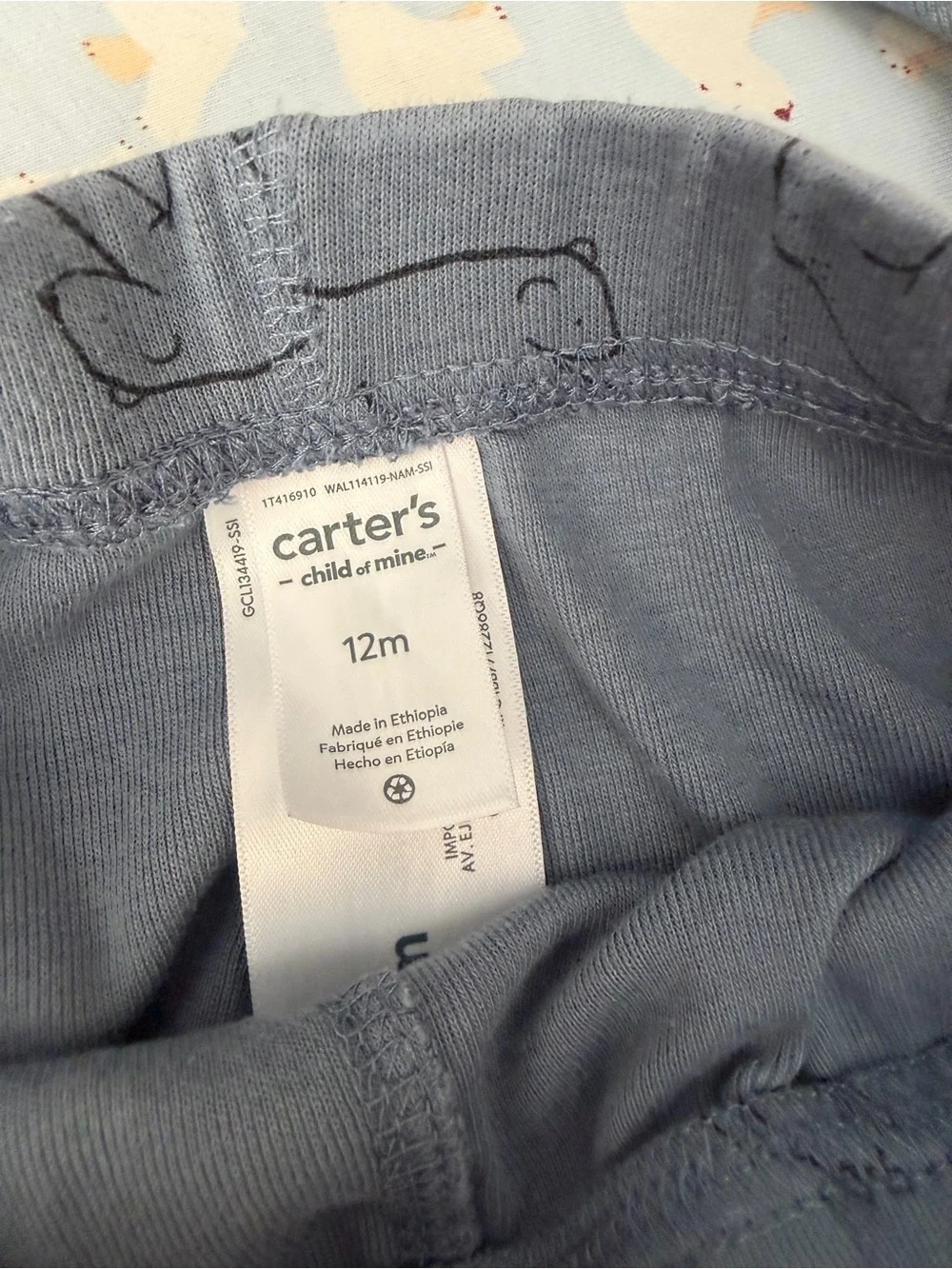 Carter's Light Gray-Blue Bear Print Baby Bodysuit